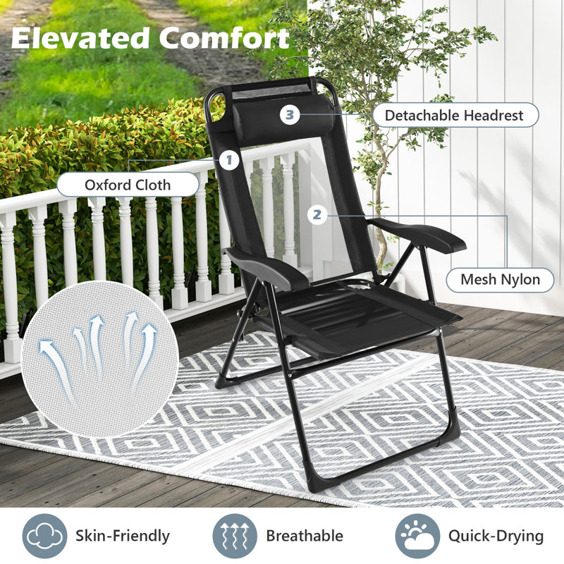 Nylon Patio Folding Chair Folding Chair Set, Black
