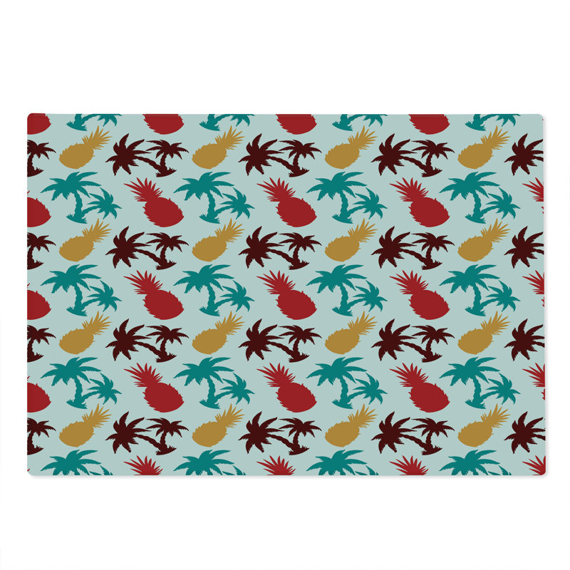 Ambesonne Tropical Cutting Board Large Size Palm Trees Island Multicolor