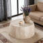 Table basse ronde moderne industrielle avec texture naturelle et design à deux niveaux-129677967