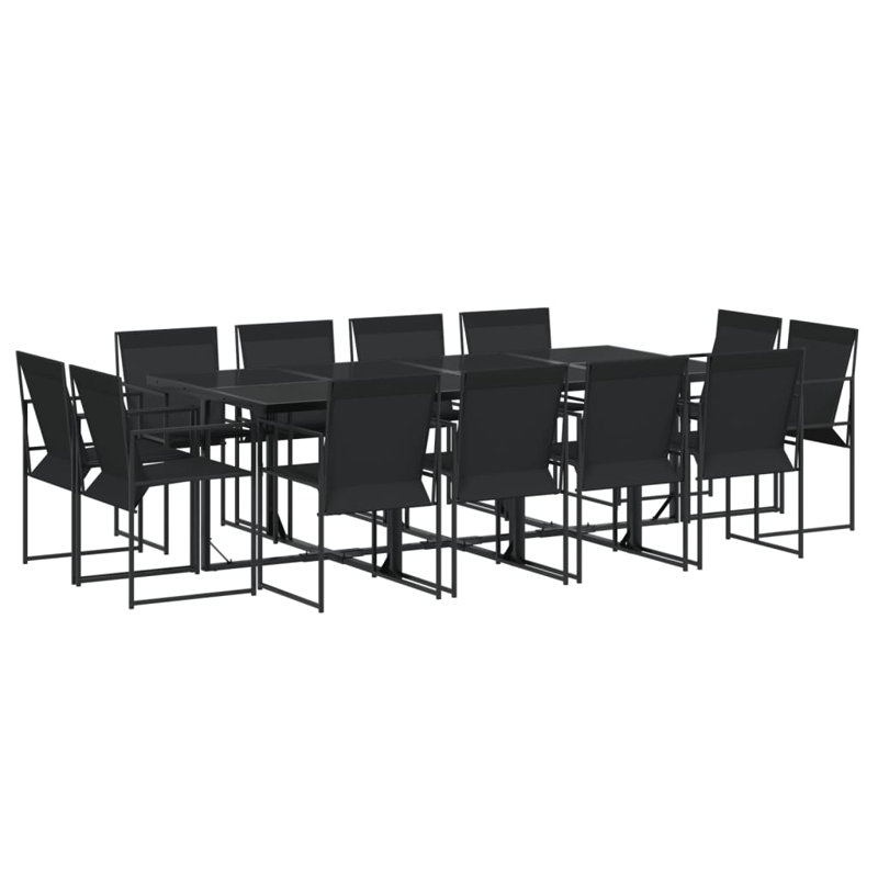  Garden Dining Set Black, 12