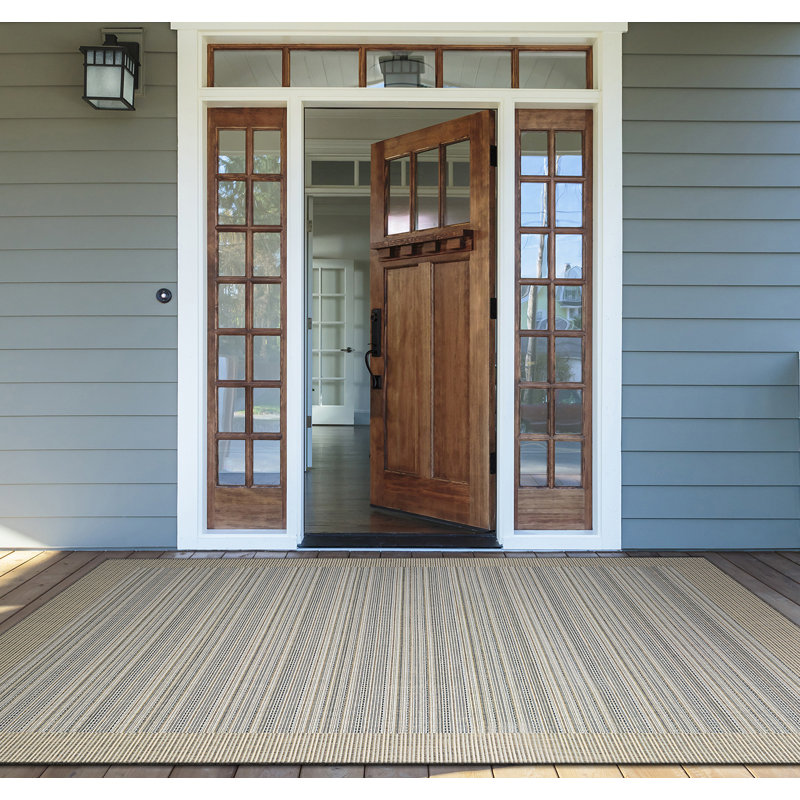 Tapis ivoire naturel à rayures Veun, Rectangle 7 pi 6 po x 10 pi 9 po