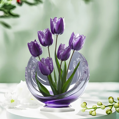 Purple Tulips Acrylic Desktop Decoration