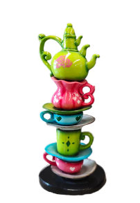Mychele Small Stacked Teapot Table Top Statue