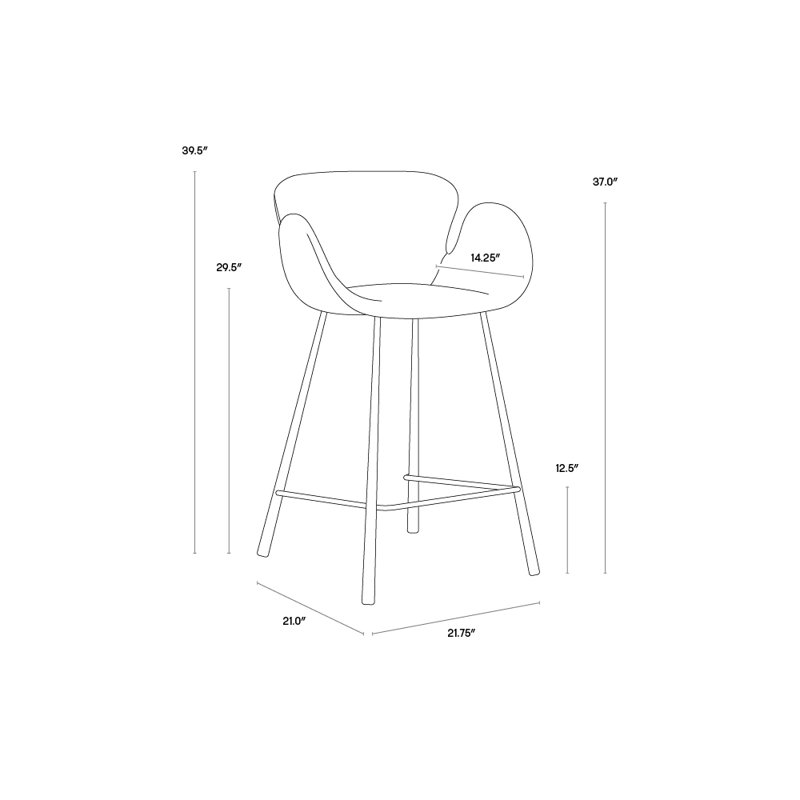 Waldo Barstool - Nightfall Black / November Grey in , Brown/Gray, Bar Stool (30" Seat Height)