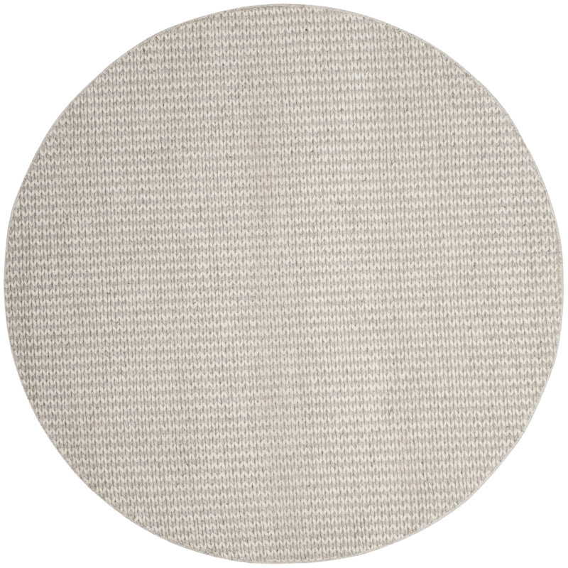 Tapis en laine / viscose tissé à la main Natura en argent / ivoire, Rond 6 pi