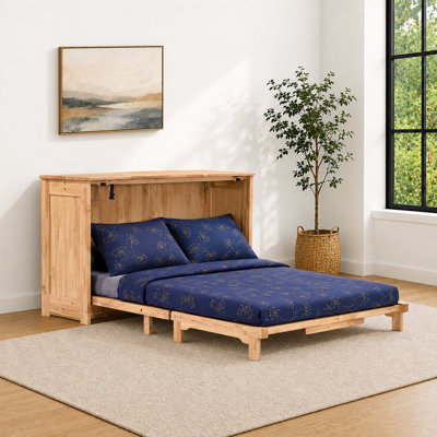 Lit escamotable Night & Day Furniture Orion (taille standard) avec matelas à mémoire de forme inclus, construction en bois massif, couleur naturelle