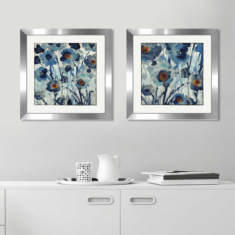 «Forget Me Not I» par Susan Jill, reproduction d'art encadrée 2 pièces, H 16,5 po x l 33 po x P 1 po, Blanc mat