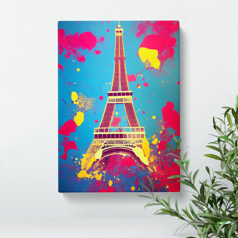 Eiffel Tower Paint Splash No.3 - Wrapped Canvas, 76cm H x 50cm W