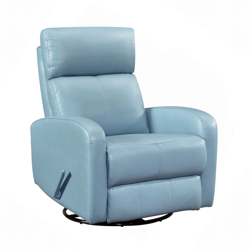 Glider Recliner Chair With Swivel Motion Leather Upholstery Solid Wood Comfort Luxury Living Room Furniture 1Pc