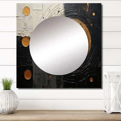 Gold Black Saturn Mercurys Mirage I - Saturn Square Mirror For Wall Art Decor