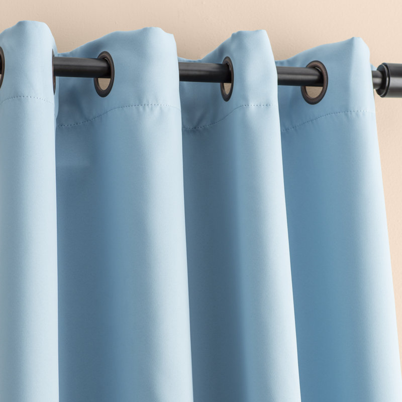 Sevan Solid Thermal Grommet Curtain Panels, Sky Blue, 52"W x 96"L