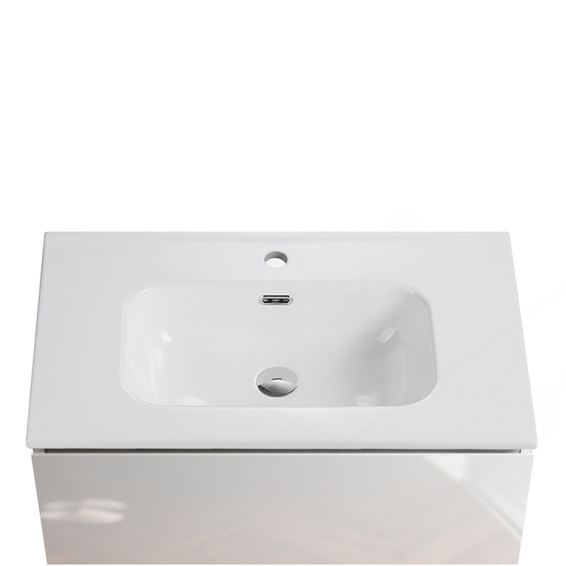 Integrated White Ceramic Basin, Drain Not Included