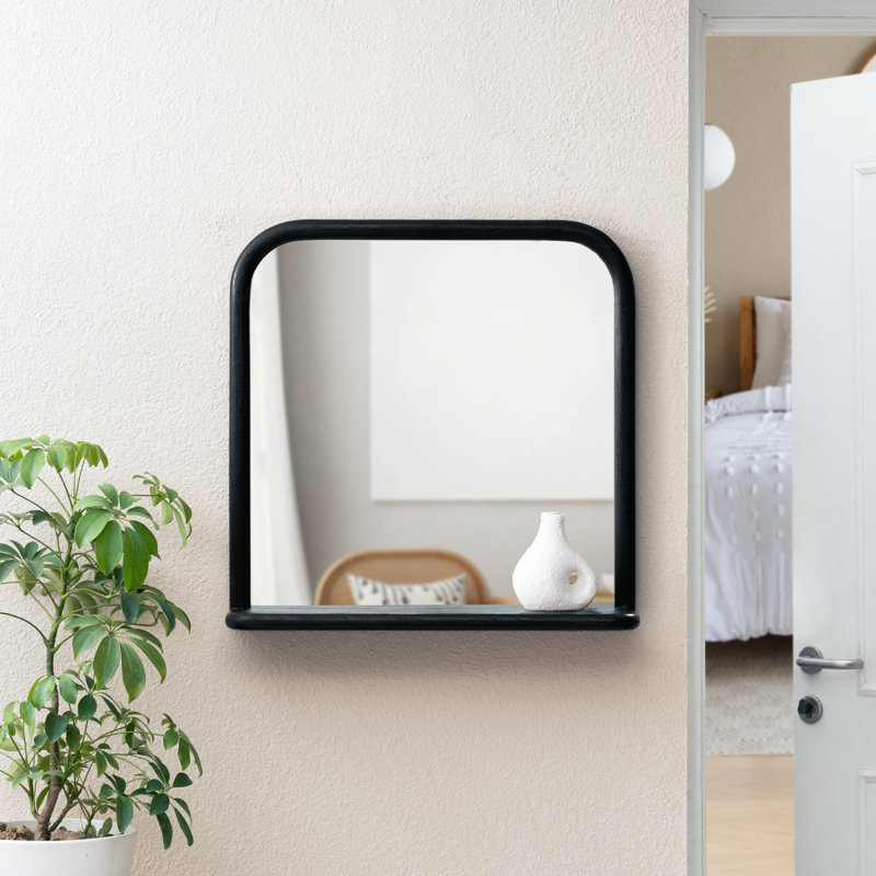 Charlemont Solid Wood Accent Wall Mirror, Black