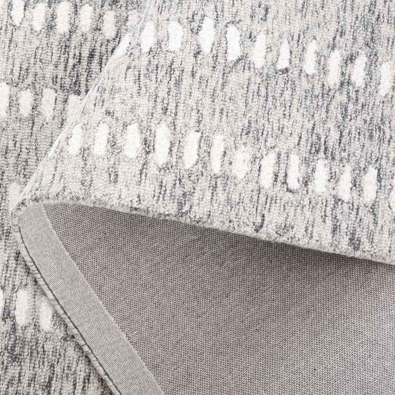 Verree Abstract Hand Tufted Wool/Chenil/Cotton Abstract Rug in Ivory/Gray, Rectangle 5' x 8'