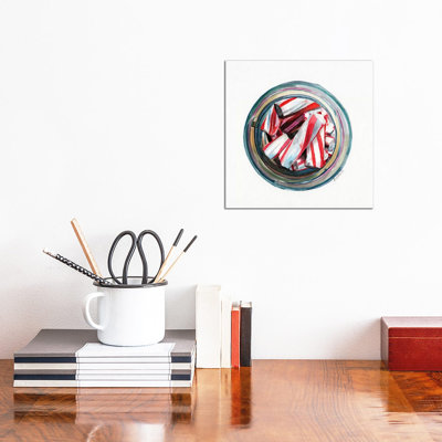 Ball Jar Candy Cane Sticks by Jennifer Redstreake - Wrapped Canvas Print