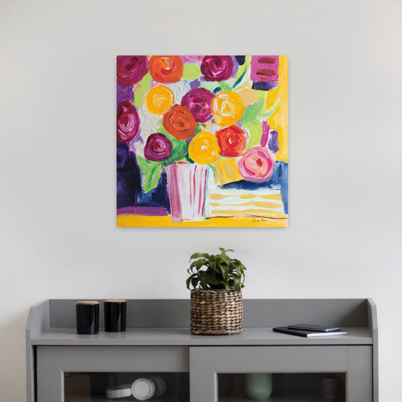 Art contemporain avec cercles abstraits, H 18 po x l 18 po