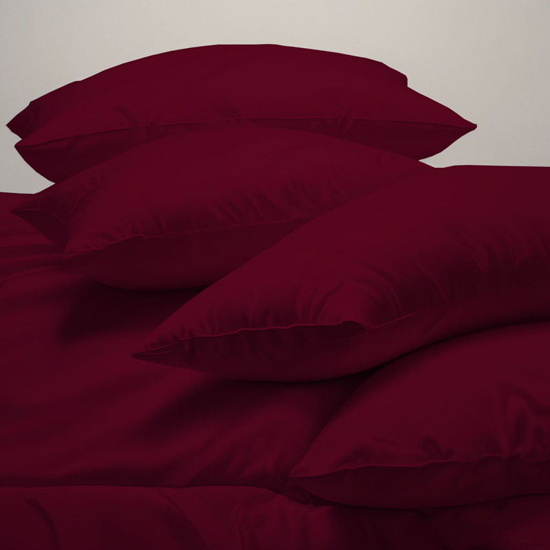 Ensemble de draps en rayonne de bambou 6 pièces , Ensemble de draps pour très grand lit californien, Bourgogne