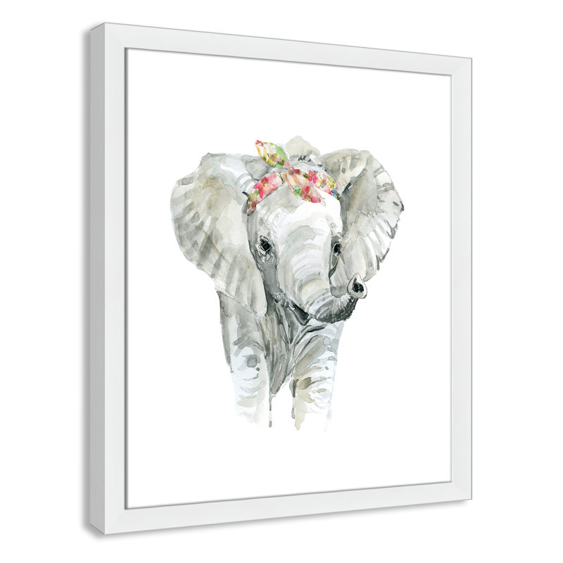 «Savannah Elephant», art encadré, H 24,5 po x l 20,5 po x P 0,63 po, Cadre blanc