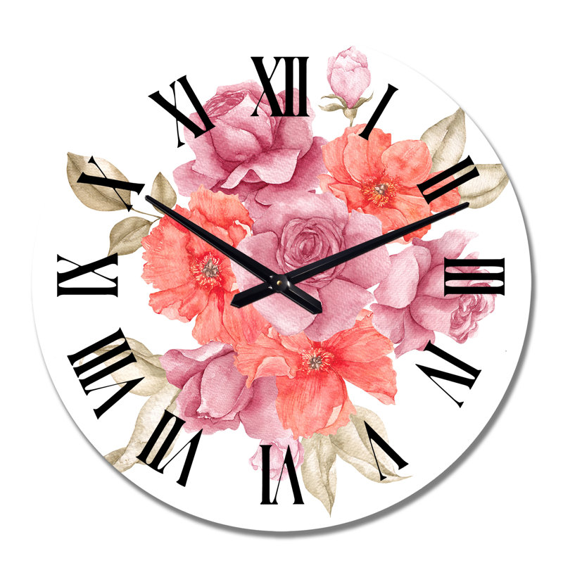 Bouquet d'automne de fleurs et de feuilles d'automne I - Horloge murale traditionnelle, Grand