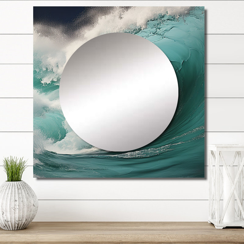 Brikene - Grand miroir mural carré rouge et vert coloré Wonder I pour chambre à coucher, 29 po x 29 po