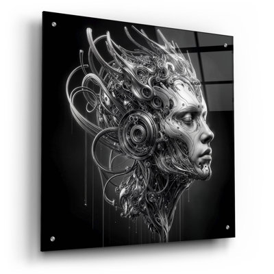 «Techno Face 7» par KIR.DART, art mural en verre acrylique