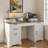 Farmhouse Office Desk With Charging Station, Storage Cabinet, Barn Door Design, File Drawer, Monitor Stand And Keyboard Tray-717399370