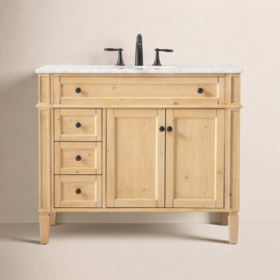 Rivers 40'' Single Bathroom Vanity with Carrara Marble Top