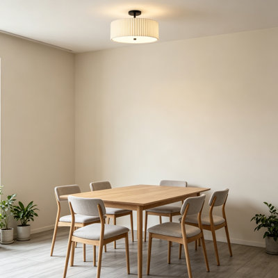 18 Inch 4-Light Semi Flush Mount Ceiling Light, Flower-Shaped Fabric Shade Ceiling Fixture