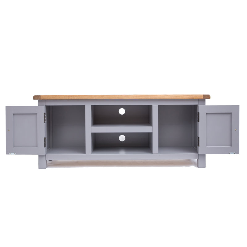 Abiorn TV Stand for TVs up to 55", Grey/Natural Brown/Brass