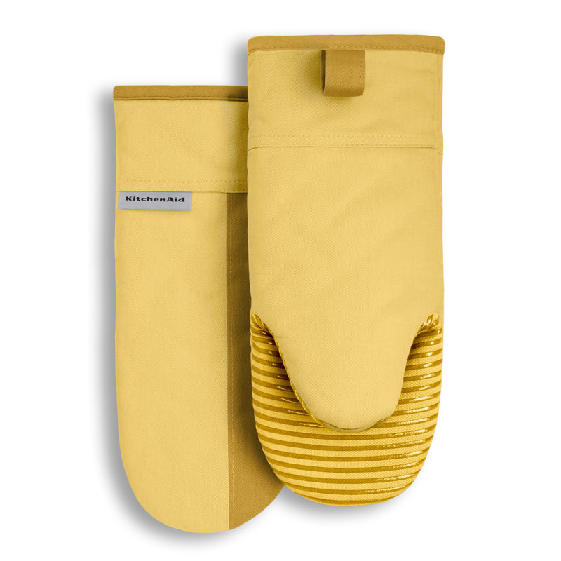 Majestic Yellow Silicone and Cotton Cooking Oven Mitts Set