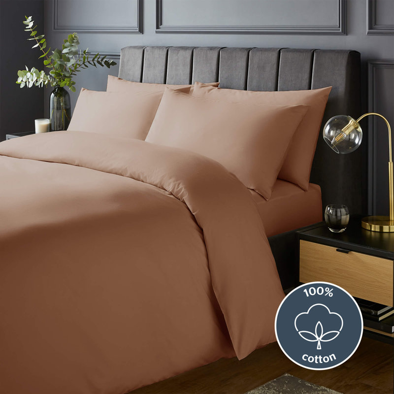 Silentnight Pure Cotton 200 TC Duvet Cover Set, Kingsize Duvet Cover + 2 Standard Pillowcases, Pink