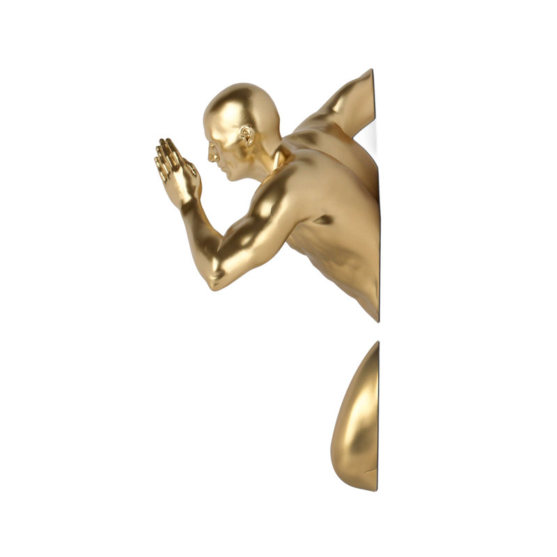 Handmade Modern People Wall Decor on Resin, Gold