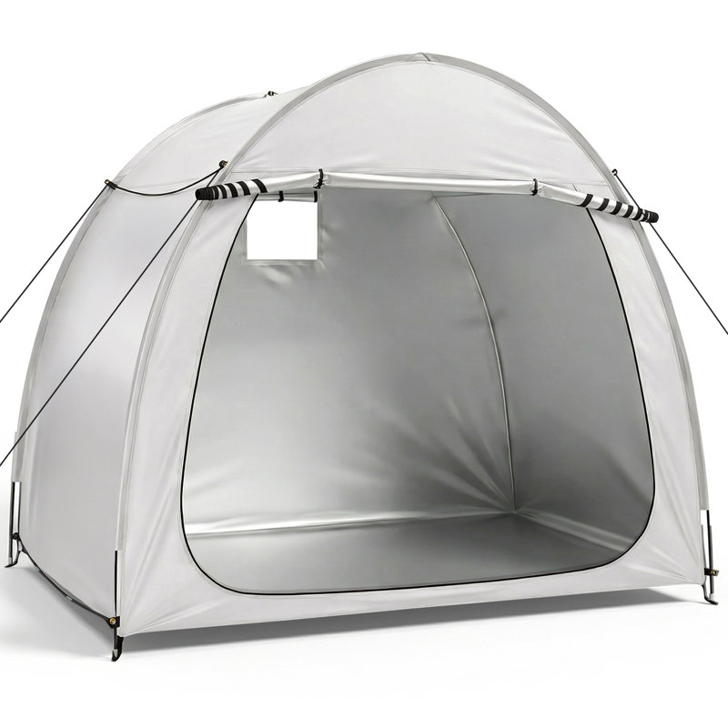 Tente de rangement pour vélo à arc, abri imperméable résistant aux rayons UV Oxford, cadre à double fermeture à glissière, fenêtre de ventilation, installation facile en 3 minutes pour le vélo, les outils de jardin, le rangement extérieur