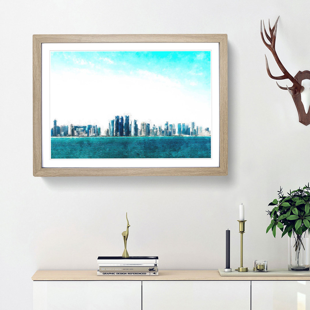 Skyline of Doha in Qatar - Framed Print