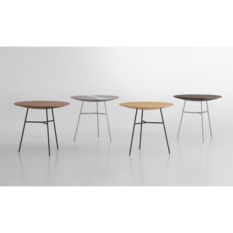 Bassa Solid Wood End Table, Ash-870, Brushed Stainless Steel, 18" H x 20" W x 20" D