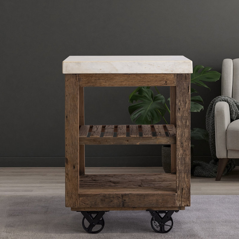 Sm Wooden Kitchen Island On Wheels, 37" H x 26" L x 20" W