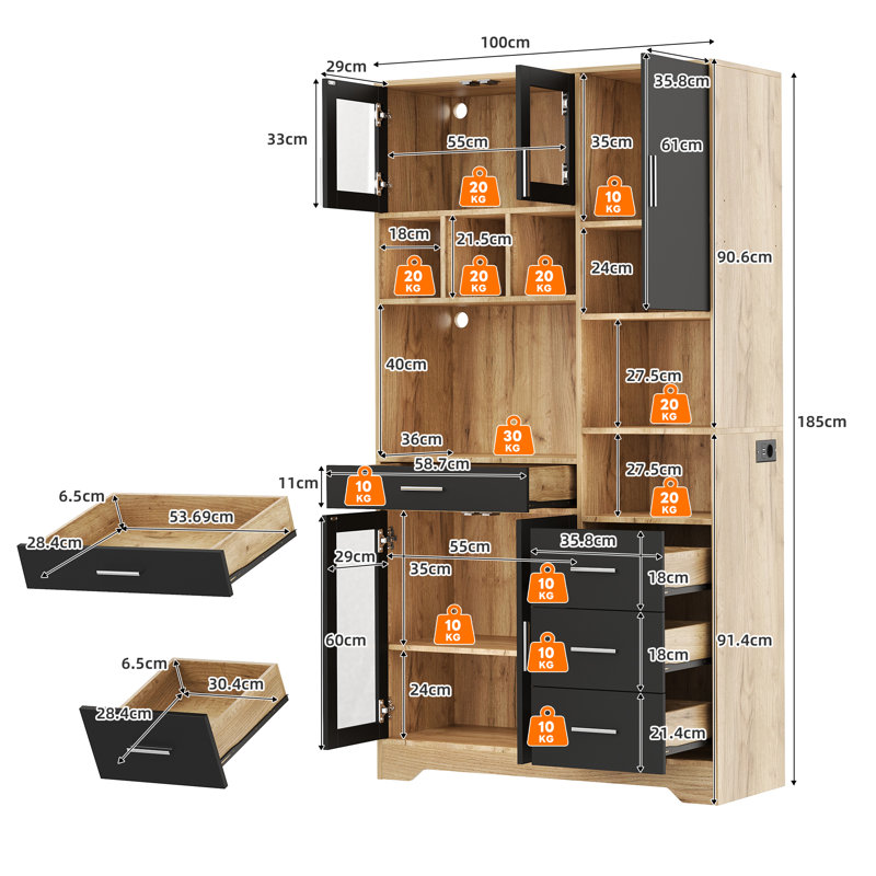 185cm Kitchen Pantry