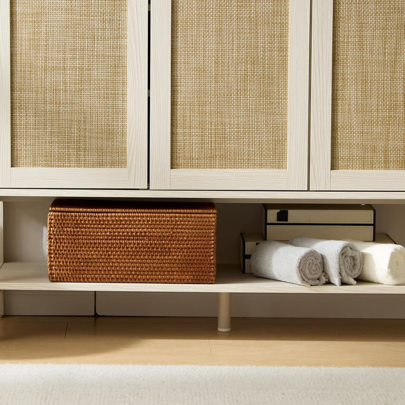  Panier de toilette en rotin pour salle de bain, brun