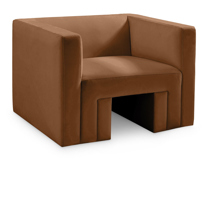 Henson 41" W Velvet Armchair, Saddle Velvet