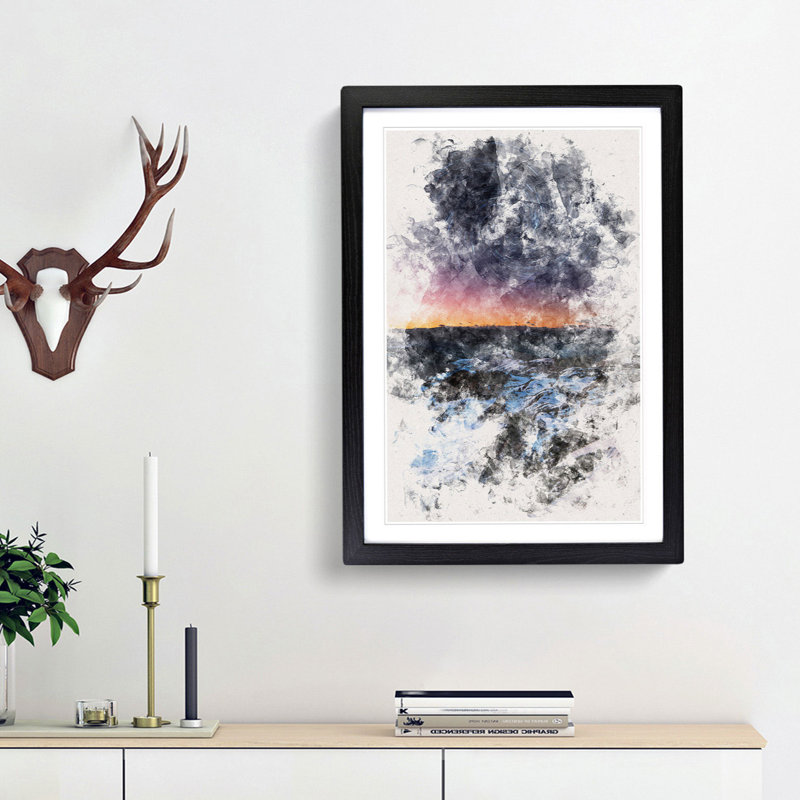 Star Swirls over the Dolomites in Italy - Picture Frame Painting Print, 33cm H x 24cm W x 2cm D, Black Framed