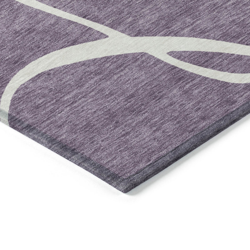 Tapis d'extérieur lavable abstrait 3 pi x 5 pi mauve