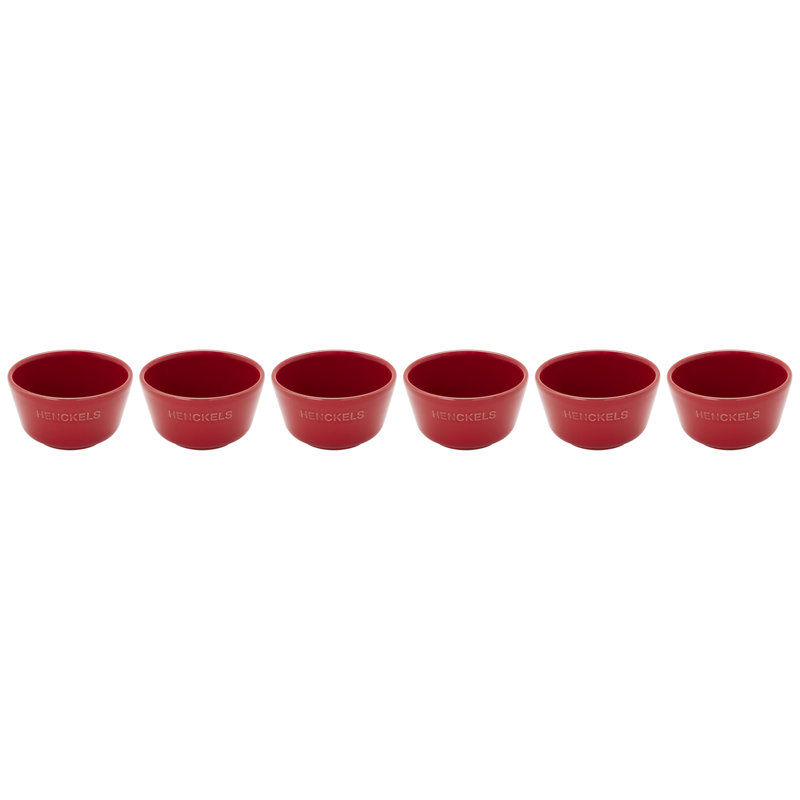 Ceramic 6 Piece Round Bakeware Set, Red