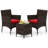  3 PCS Outdoor Conversation Set w/ Cushioned Seat & Tempered Glass Tabletop-997763625