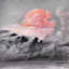 Nuage rose, toile de paysage gris - art moderne de décoration intérieure