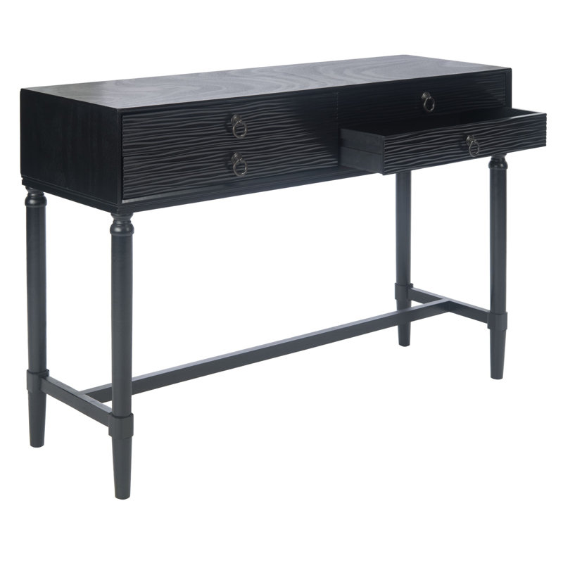 Riviera Elegance Black Wood and Metal Console Table with Storage