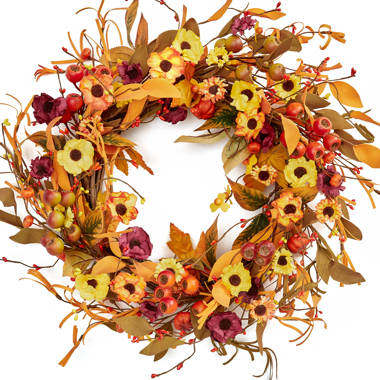 Harvest Ribbon Wreath The Holiday Aisle Size: 24 W x 24 H x 6 D