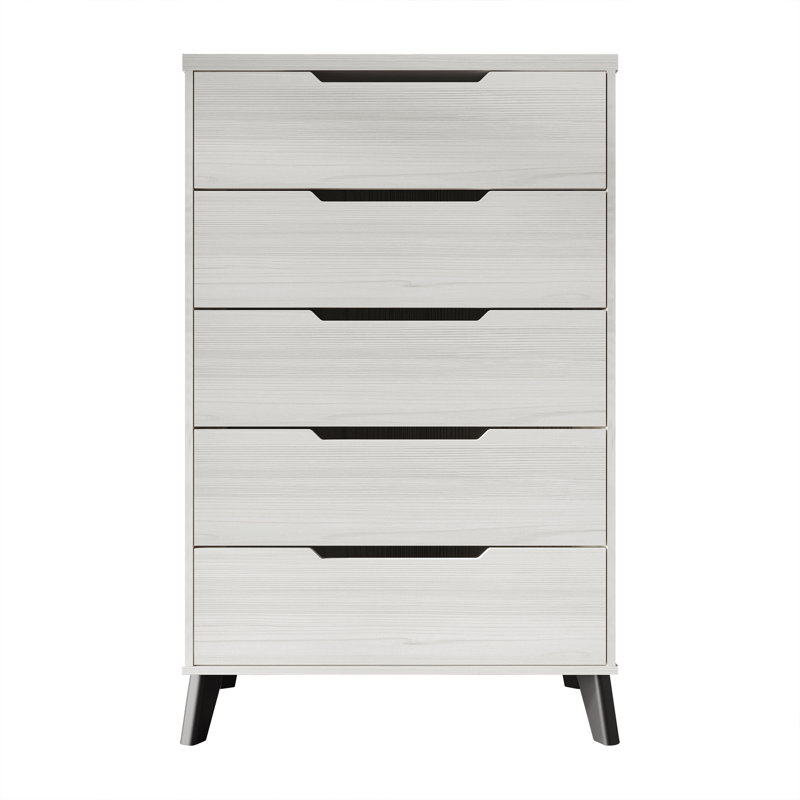 Commode à 5 tiroirs Ihor, Gris clair