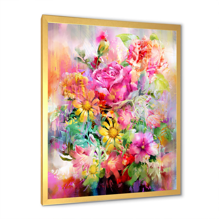 Bay Isle Home Vintage Spring Flowers IX Framed On Canvas Painting | Wayfair