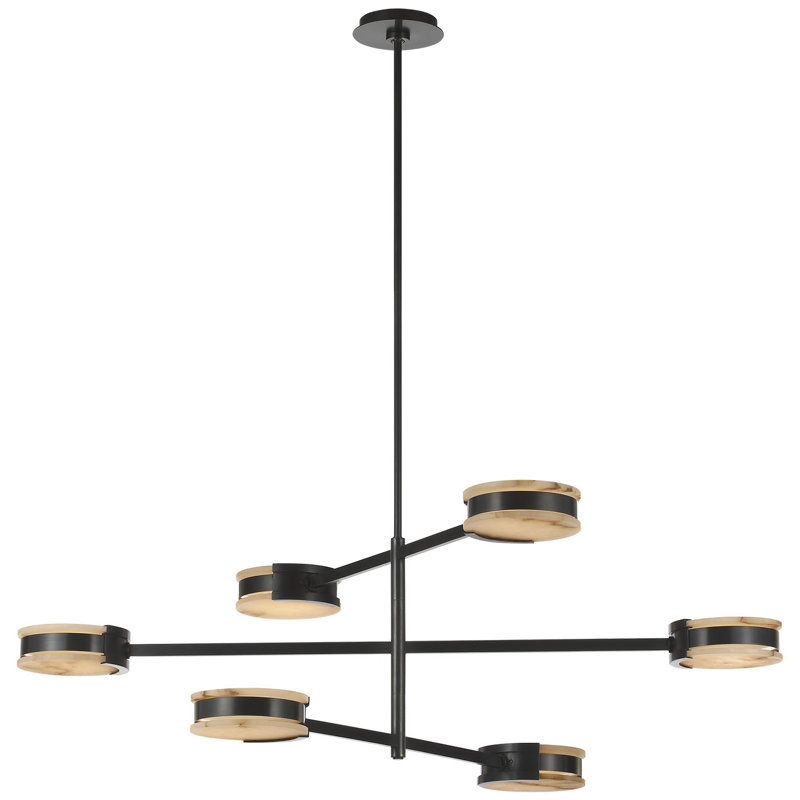 Kelly Wearstler Melange 48" Multi-Positional Chandelier with Alabaster, Bronze