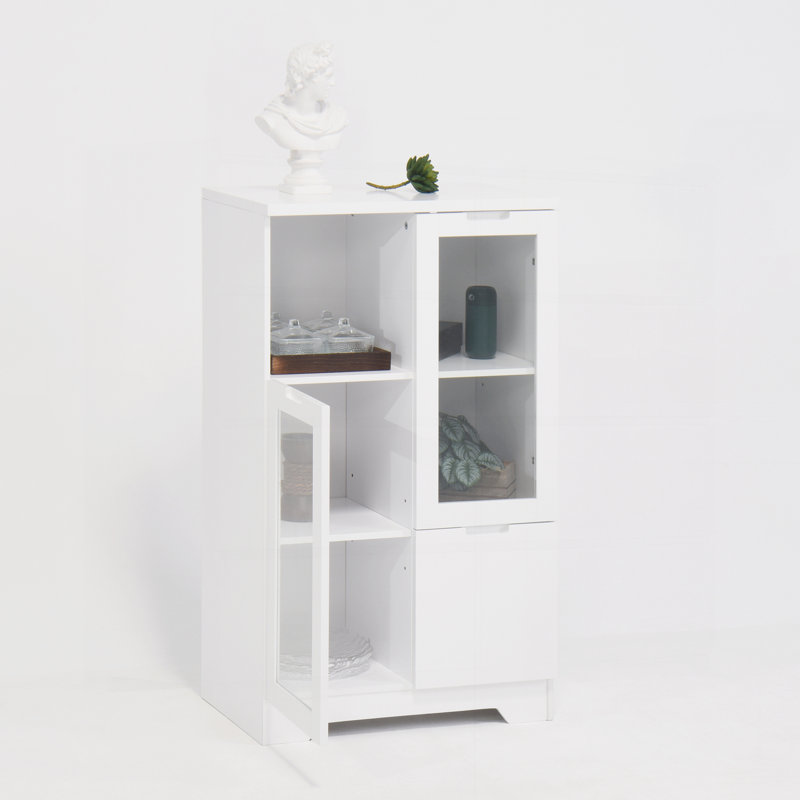Cabinet with Glass Doors and drawe, White